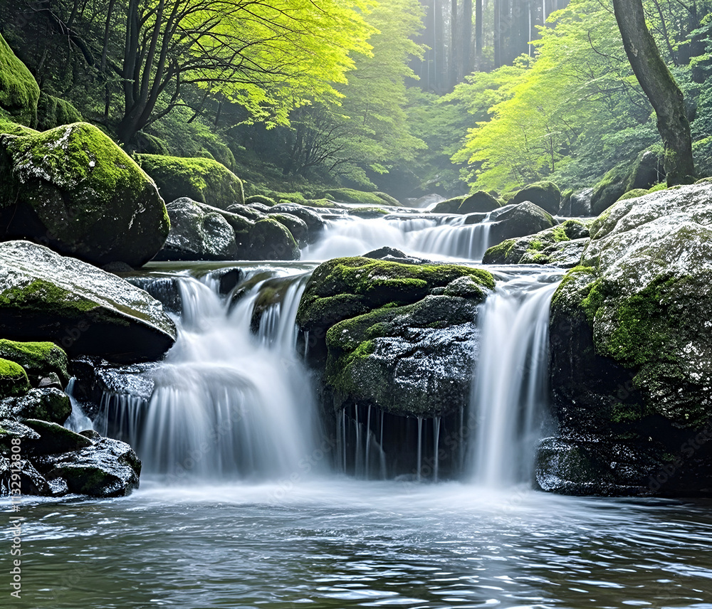 Wall mural waterfall in the forest