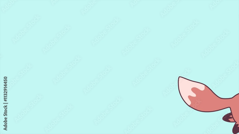 Poster cute little fox running. minimal modern seamless motion design. abstract loop animation