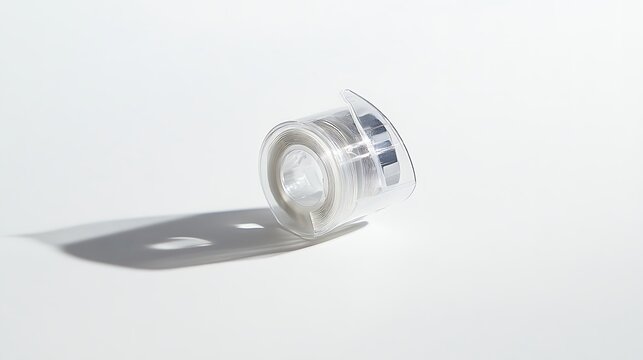 Detailed close-up of a correction tape, emphasizing its functional layout and compact size against a white backdrop 