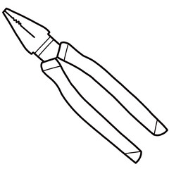 Obraz premium Line drawing illustration of various types of pliers.