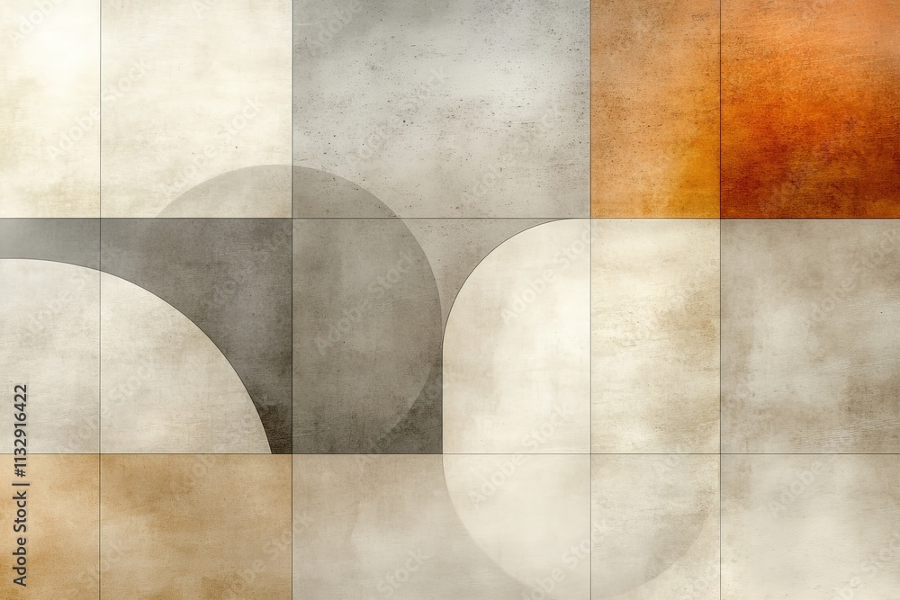 Aufkleber abstract composition featuring geometric shapes and neutral tones creating a modern artistic express