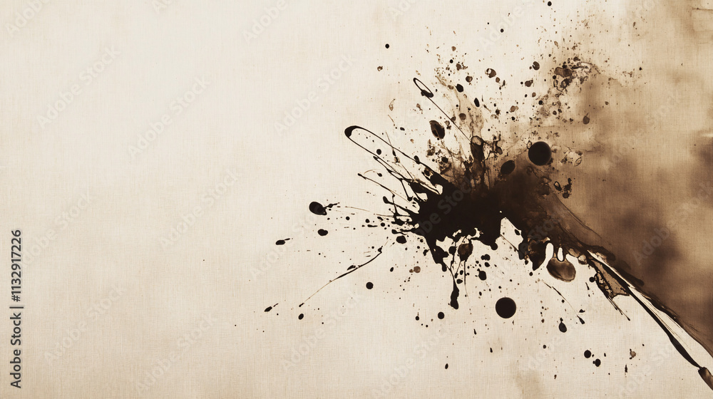 Aufkleber a minimalist splashed ink effect in mocha tones creates an artistic and abstract composition on a te