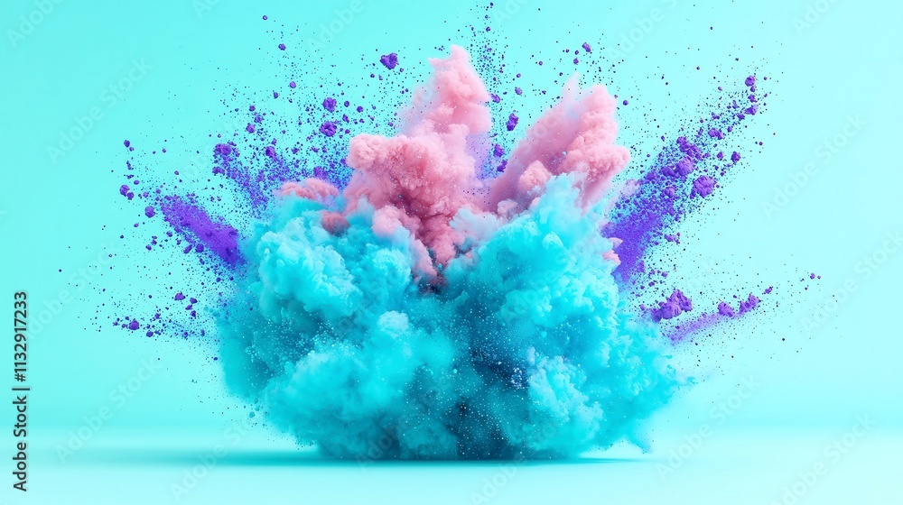 Poster vibrant fusion of blue aqua and violet dust, a mesmerizing swirl of colors creating an enchanting at