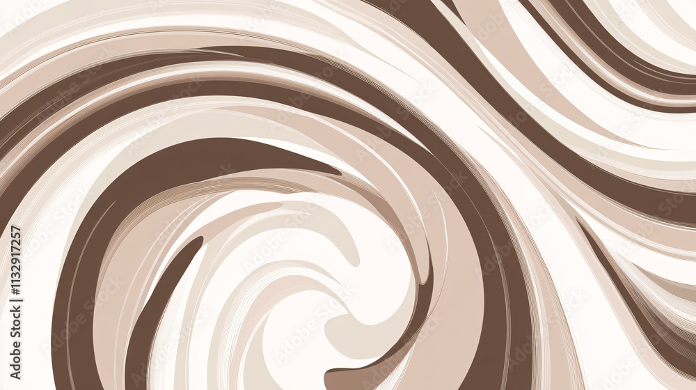 Poster a minimalist swirl pattern in shades of mocha and cream creates a soothing and elegant visual effect