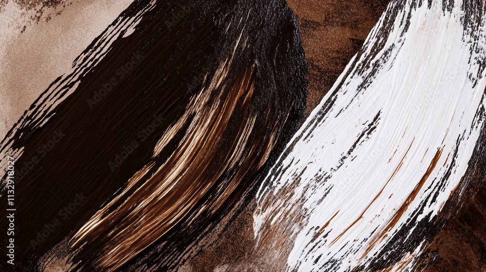 Poster abstract brushstroke patterns in various shades of brown and white create a sophisticated and artist