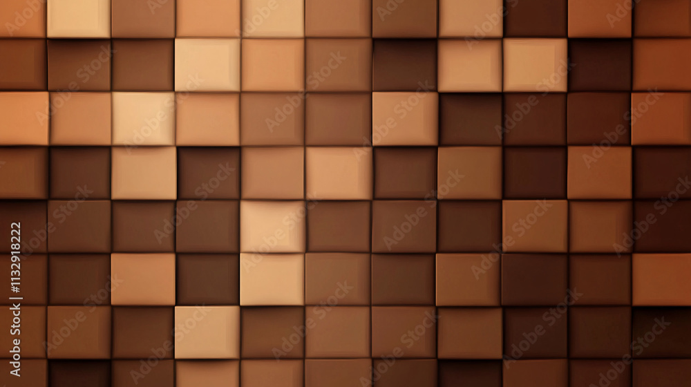 Poster an abstract grid of mocha mousse rectangles showcasing varying shades of brown in a smooth, textured