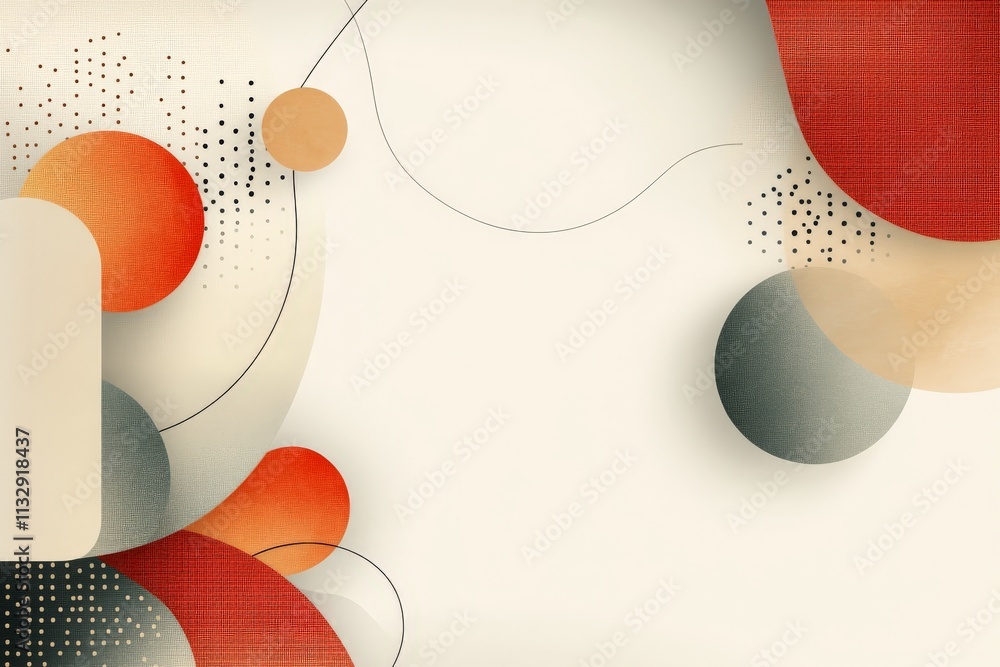 Aufkleber abstract modern composition featuring circles and curves in warm tones set on a neutral background