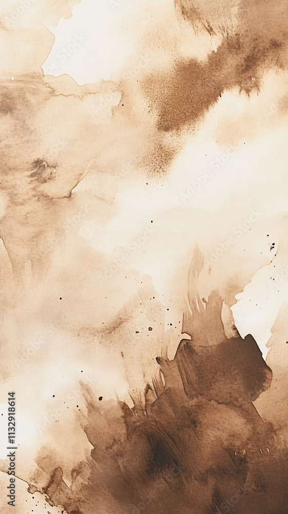 Poster an abstract watercolor design features warm hues of mocha and mousse blending seamlessly to create a