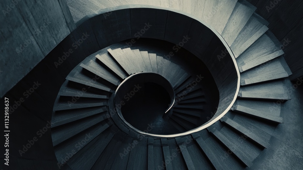 Poster a spiral staircase creates a captivating architectural design with a modern aesthetic.