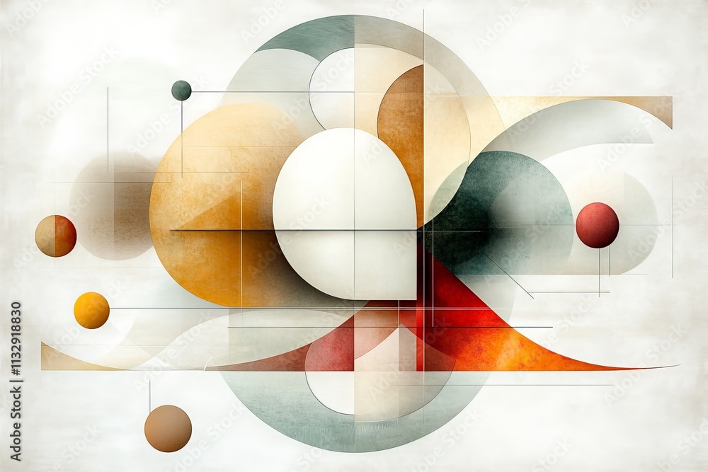 Aufkleber abstract geometric design featuring soft shapes and warm colors arranged in an artistic composition