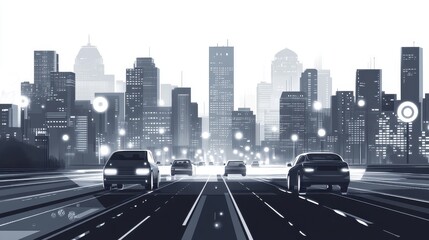 Fototapeta premium Smart sensors real-time traffic flow monitoring in urban mobility and infrastructure
