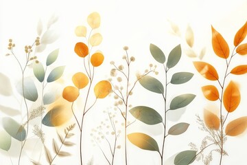 Naklejka premium Elegant autumn foliage in warm hues of orange and green with soft lighting