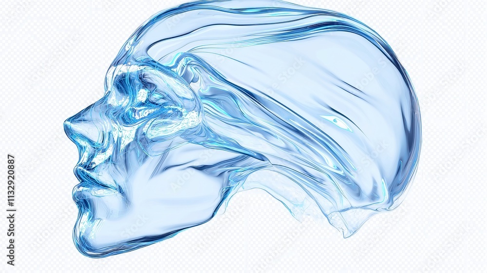 Poster abstract translucent shape with glitch effects, showcasing intricate patterns and vibrant colors, cr