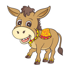 Obraz premium A cute and friendly cartoon donkey with big ears and a wide smile