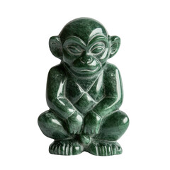 Obraz premium Green monkey sculpture made of stone, showcasing intricate details and unique design. This artistic piece adds touch of elegance to any decor