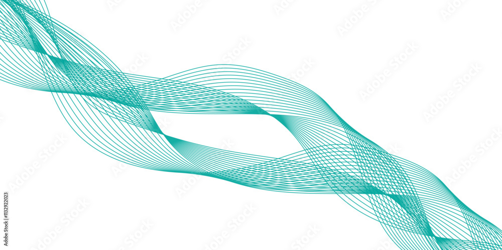 Poster abstract vector background with green wavy lines. green wave background. design element for technolo