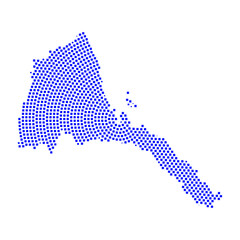 Fototapeta premium Abstract graphic Eritrea map from pixel blue on a white background. Vector illustration. 