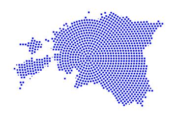 Obraz premium Abstract graphic Estonia map from pixel blue on a white background. Vector illustration. 