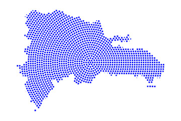 Fototapeta premium Abstract graphic Dominican Republic map from pixel blue on a white background. Vector illustration. 