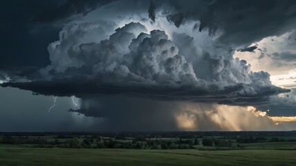 stormy clouds and rain with dramatic sky