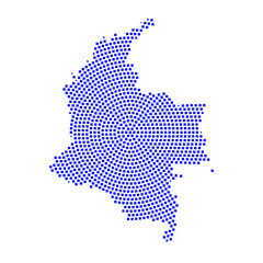 Obraz premium Abstract graphic Colombia map from pixel blue on a white background. Vector illustration. 