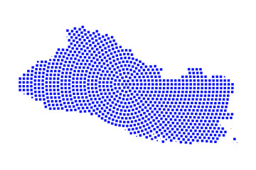 Fototapeta premium Abstract graphic El Salvador map from pixel blue on a white background. Vector illustration. 