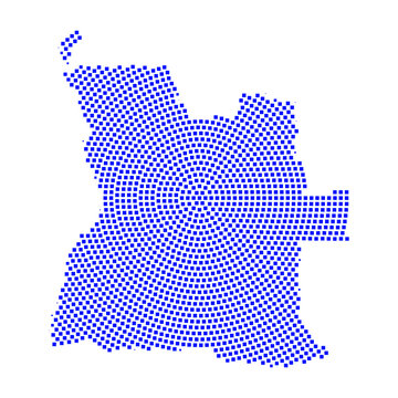 recommend clip art: Abstract graphic Angola map from pixel blue on a white background. Vector illustration.	
                    