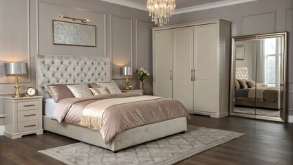 Fototapeta premium Contemporary Loft Bedroom with Urban Chic 