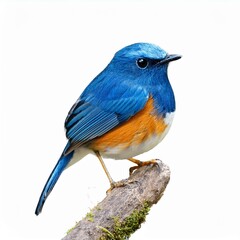 Obraz premium Grace in Blue: Himalayan Bluetail with Yellow Highlights on White Canvas