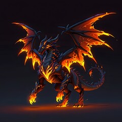 Epic dragon battle fantasy realm digital art dark environment dynamic perspective fire and magic concept