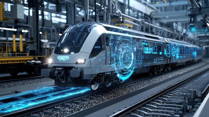 Futuristic High-Speed Train, Digital Overlay