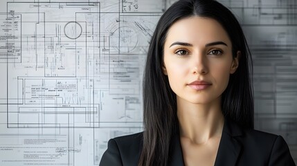 of a woman making a decision, integrated with an image of strategic planning, emphasizing decisiveness. | [Women]:[leadership] 