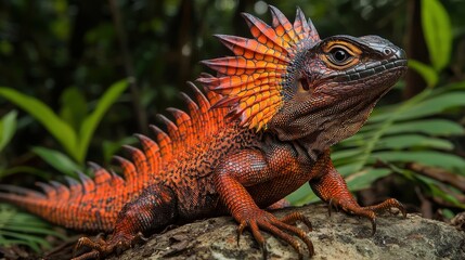 Fototapeta premium Dramatic Close-Up of Frilled Lizard in Nature