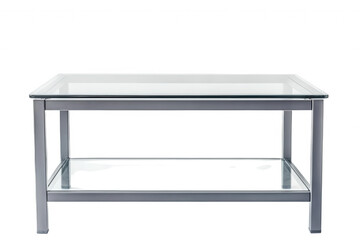 This stylish table features a transparent glass surface supported by a sleek silver metal frame. Ideal for contemporary living spaces, it enhances the aesthetic of any room with its minimalist design 