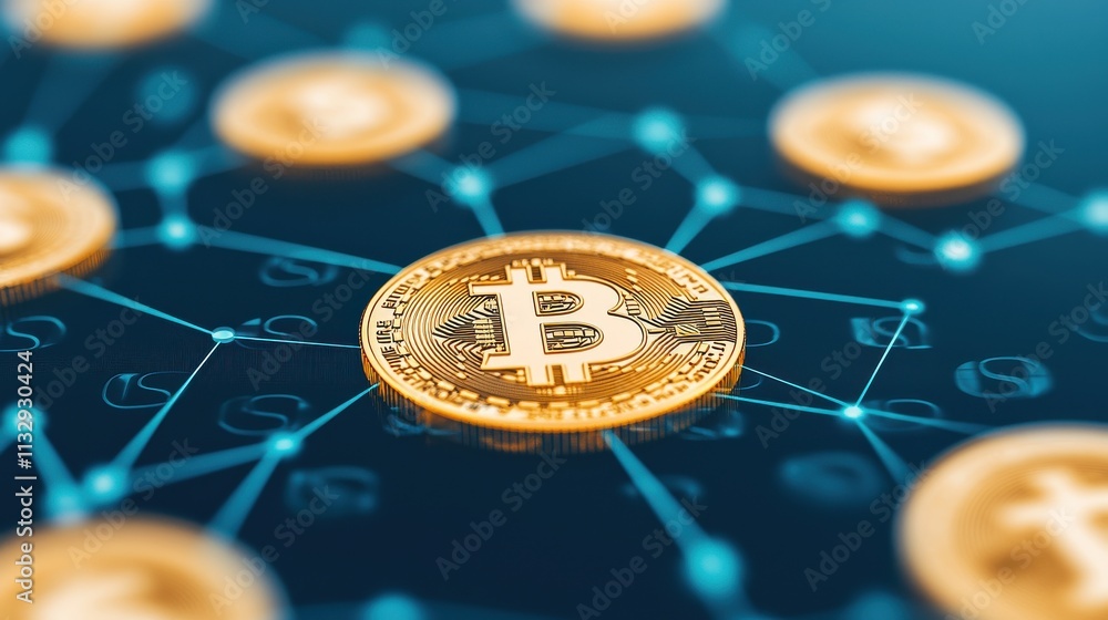 Poster minimalistic interconnected dollar symbols in crypto network