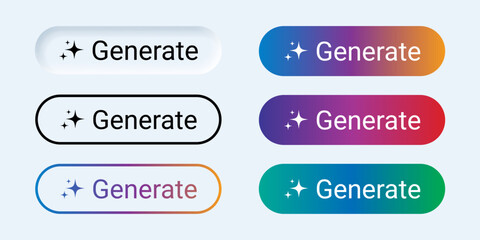 Fototapeta premium Vector illustration of Ai Generate button set in different colors