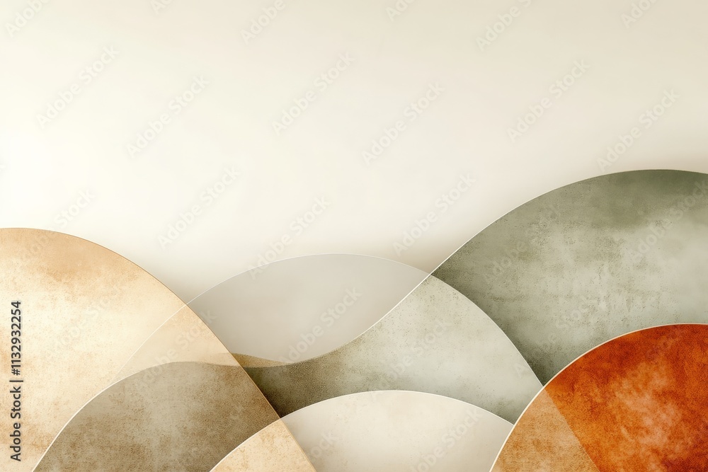 Poster abstract design featuring soft curves and muted colors in harmonious composition for modern decor