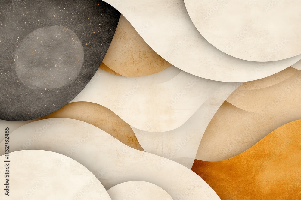 Poster abstract modern art design with soft curves and muted colors in a harmonious composition