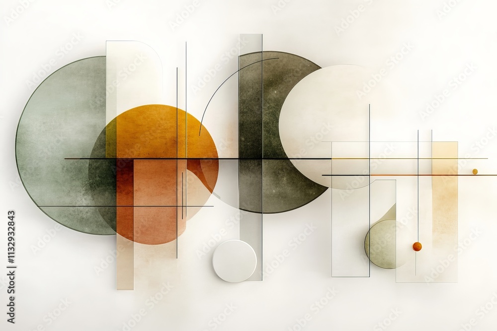Poster abstract composition of soft colors and geometric shapes in a modern art style