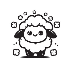 Fototapeta premium Cut Cotton ball Sheep Vector Design