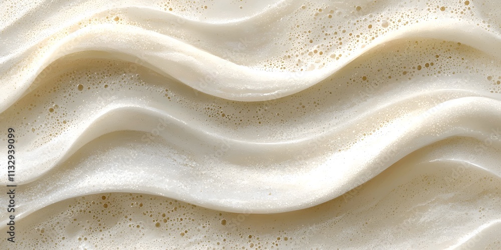 Aufkleber abstract close-up of creamy white waves with bubbles, creating a smooth and soft texture that evokes