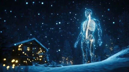 Naklejka premium Luminous Anatomy in Winter Wonderland: A Digital Art Piece