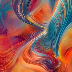 Fototapeta premium Mesmerizing fluid waves of vibrant chromatic gradient isolated on transparent. PNG.