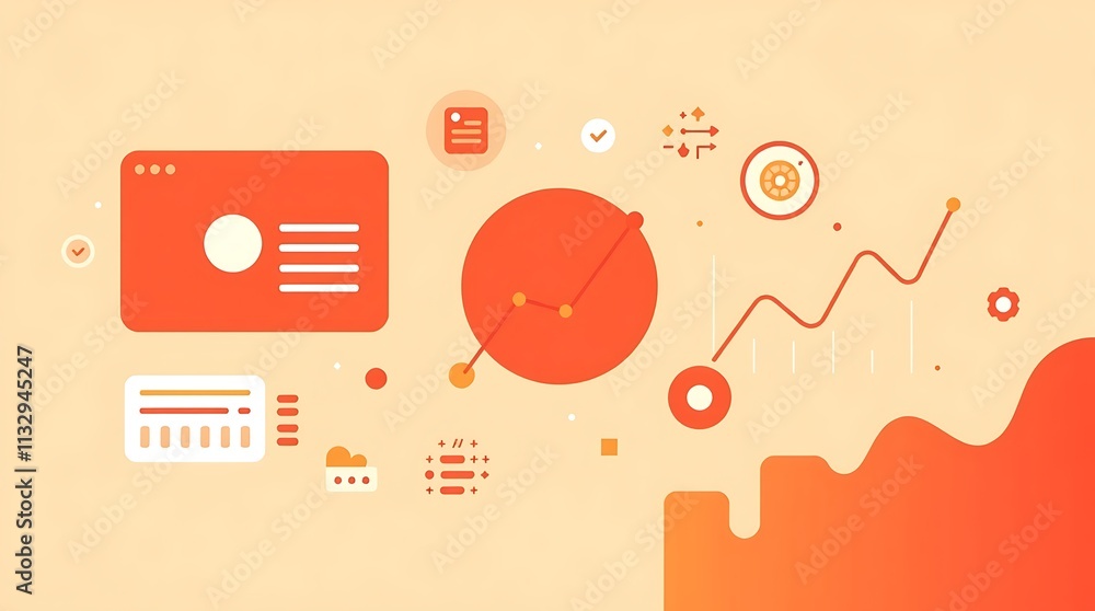 Poster data visualization: abstract illustration of data analysis and business intelligence, featuring vibr
