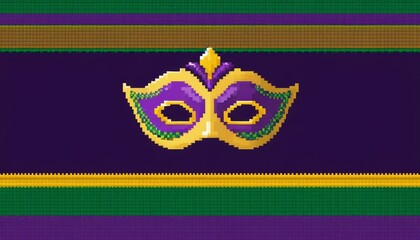 illustration videogame style retro gaming 8 bit vintage of venetian or brazilian carnival masks for festivities or masquerade shows
