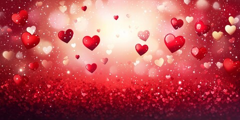Obraz premium Red background with lots of hearts, Valentine's Day background
