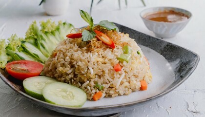 Indonesian Fried Rice with Fresh Garnish