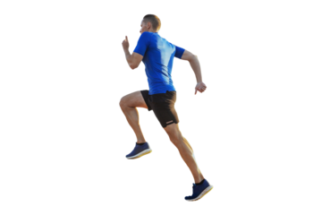 side view man running uphill isolated on transparent background