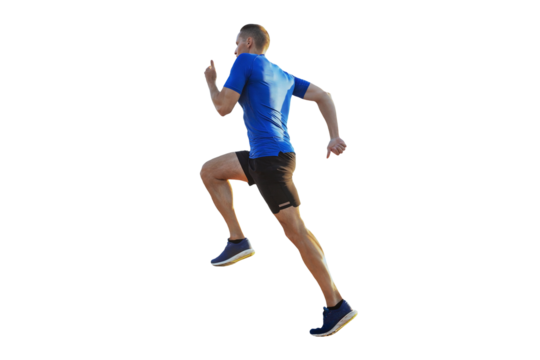 side view man running uphill isolated on transparent background