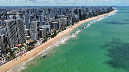 Northeastern Brazil Skyline At Recife In Pernambuco Brazil. Downtown Background. Urban District. Metropolitan Buildings. Northeastern Brazil Skyline At Recife In Pernambuco Brazil. 